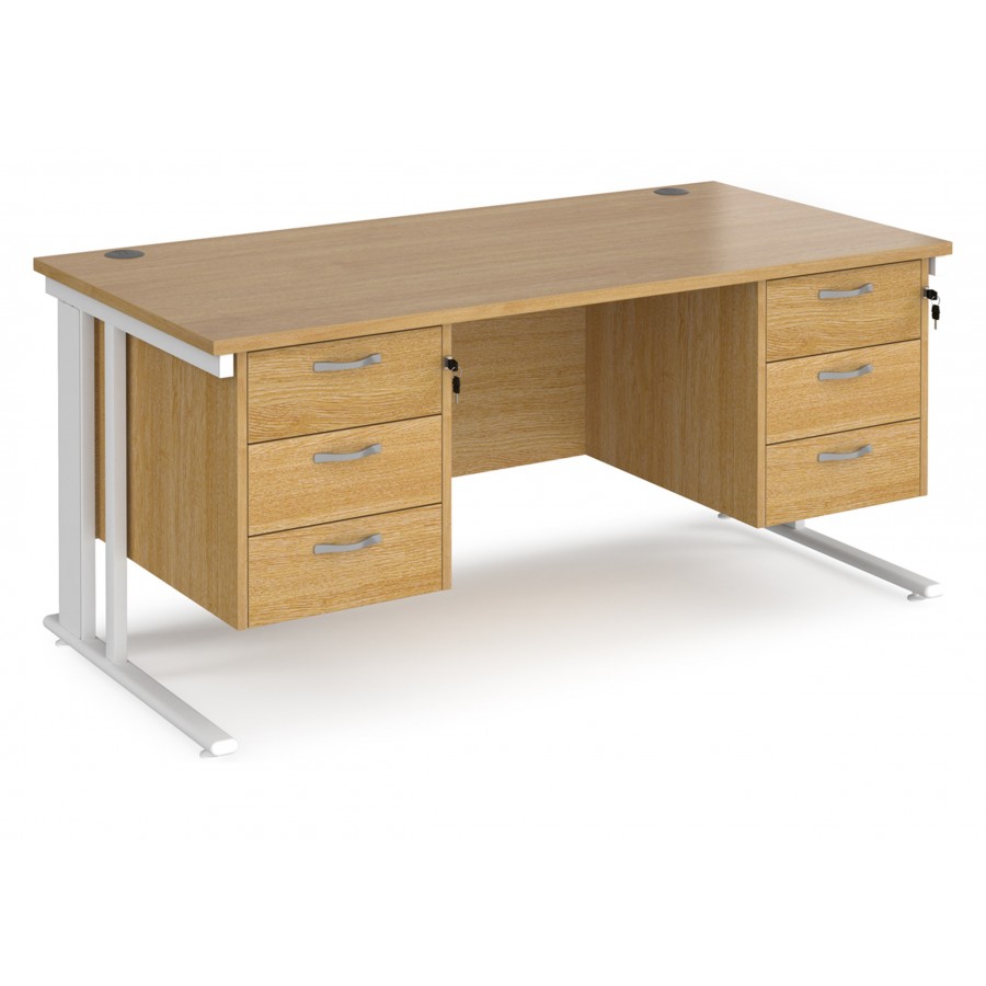 Maestro Cable Managed Desk with Twin Three Drawer Pedestals